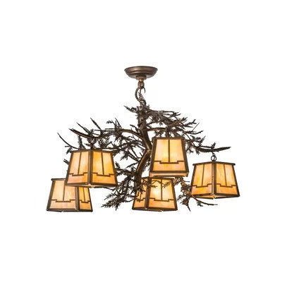 5 - Light Geometric Chandelier with Wrought Iron Accents | Wayfair North America