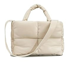 Women Large Quilted Puffer Tote Bag Soft Padded Down Winter Handbag Space Totes Puffer Shoulder B... | Amazon (US)