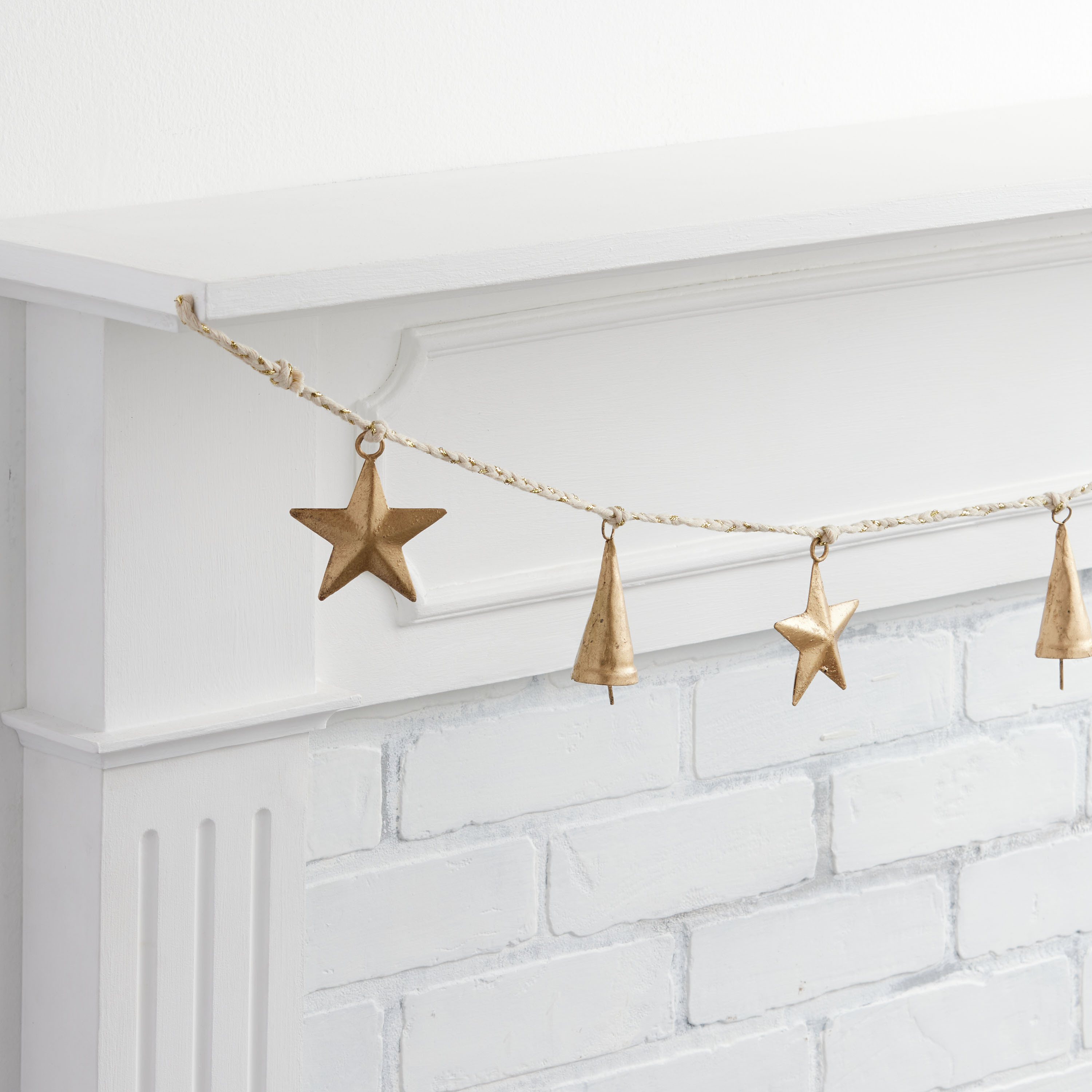 Gold Metal Star And Bell Garland | World Market