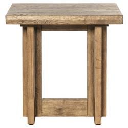 Alston Rustic Lodge Brown Solid Oak Wood Square End Table | Kathy Kuo Home