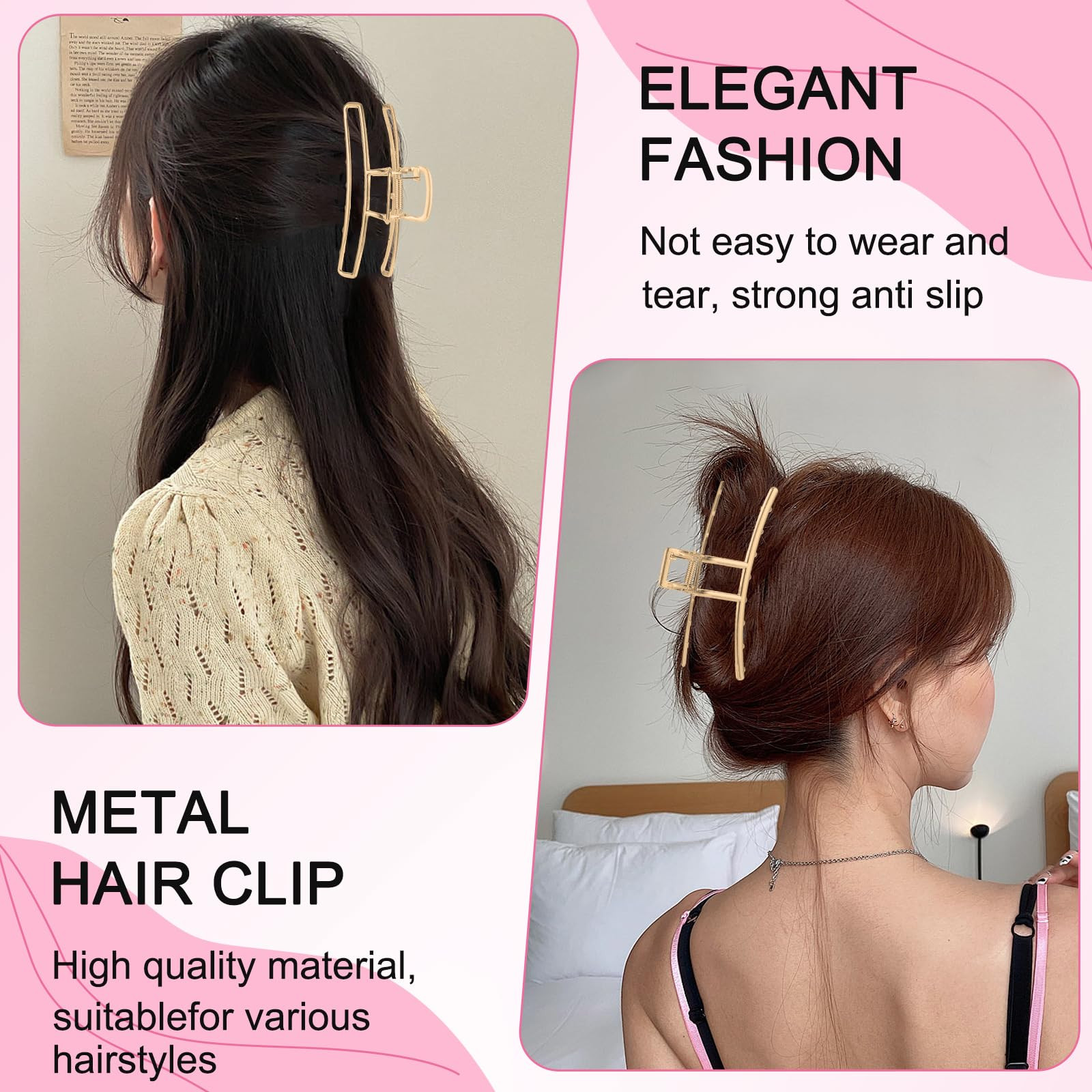 LUKACY 6 Pack Large Metal Hair Claw Clips - 4 Inch Big gold hair clips,Perfect Jaw hair clamps fo... | Amazon (US)