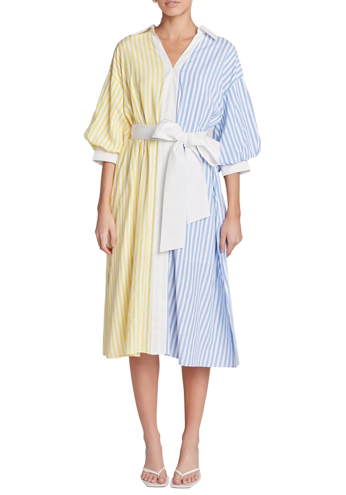 Blouson Sleeve Stripe Shirt Midi Dress | Belk