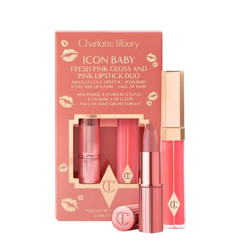 Charlotte Tilbury Icon Baby Lip Duo Kit - Mini K.I.S.S.I.N.G Satin Shimmer Lipstick & Full Size H... | Amazon (US)