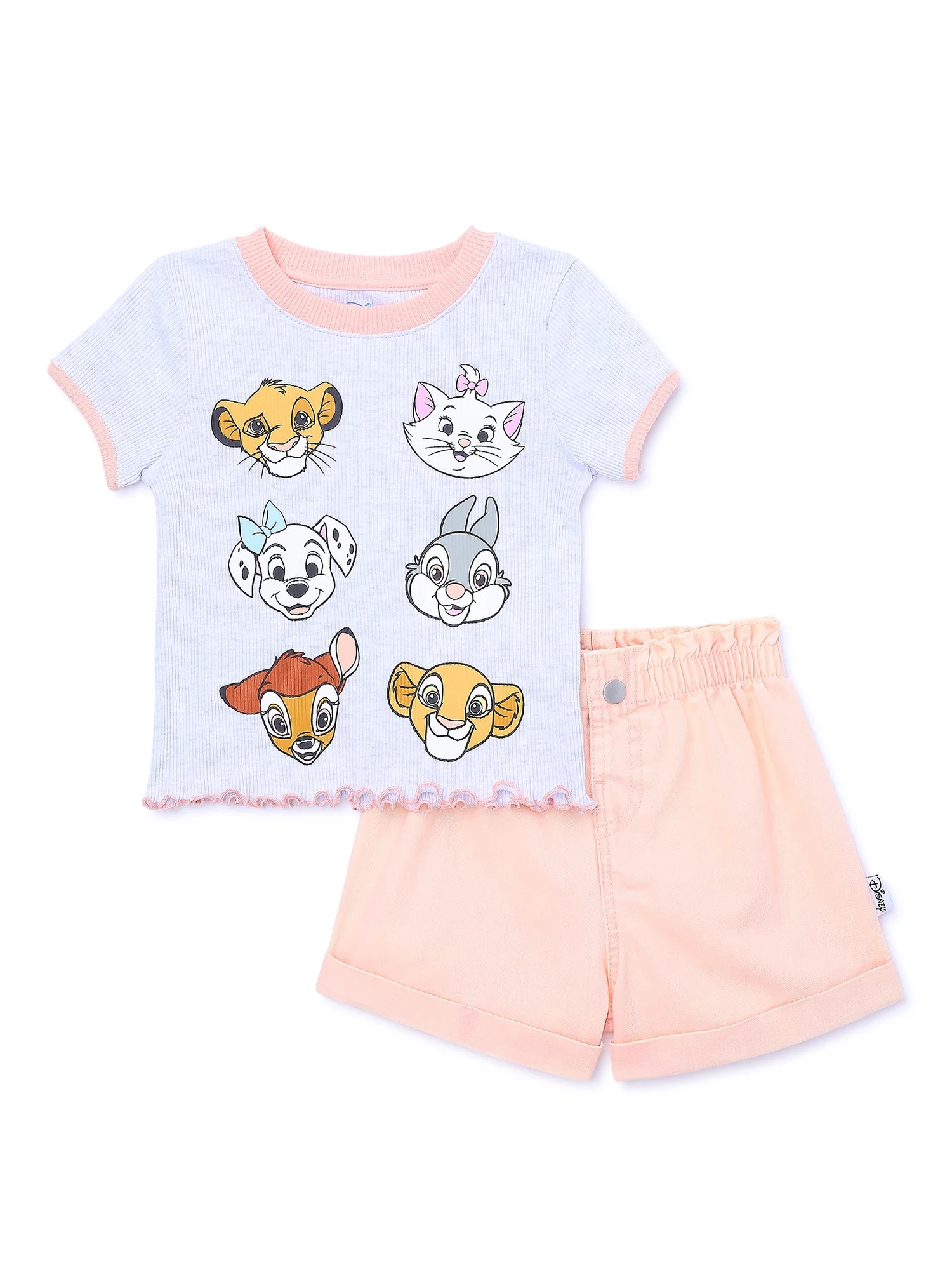 Disney Mickey & Friends Toddler Girls Top and Denim Shorts Outfit Set, 2-Piece, Sizes 12M-5T | Walmart (US)