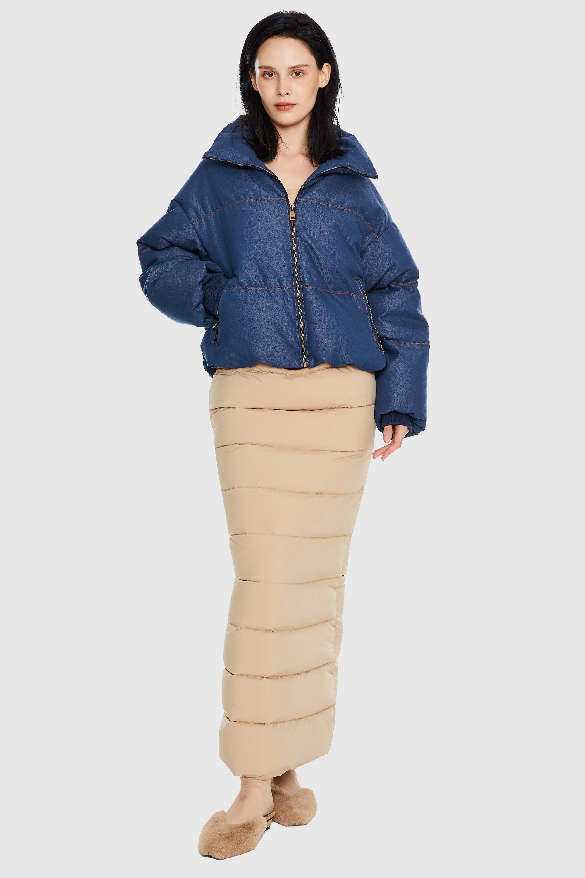 Orolay Women's Cropped Denim Puffer Jacket | Orolay