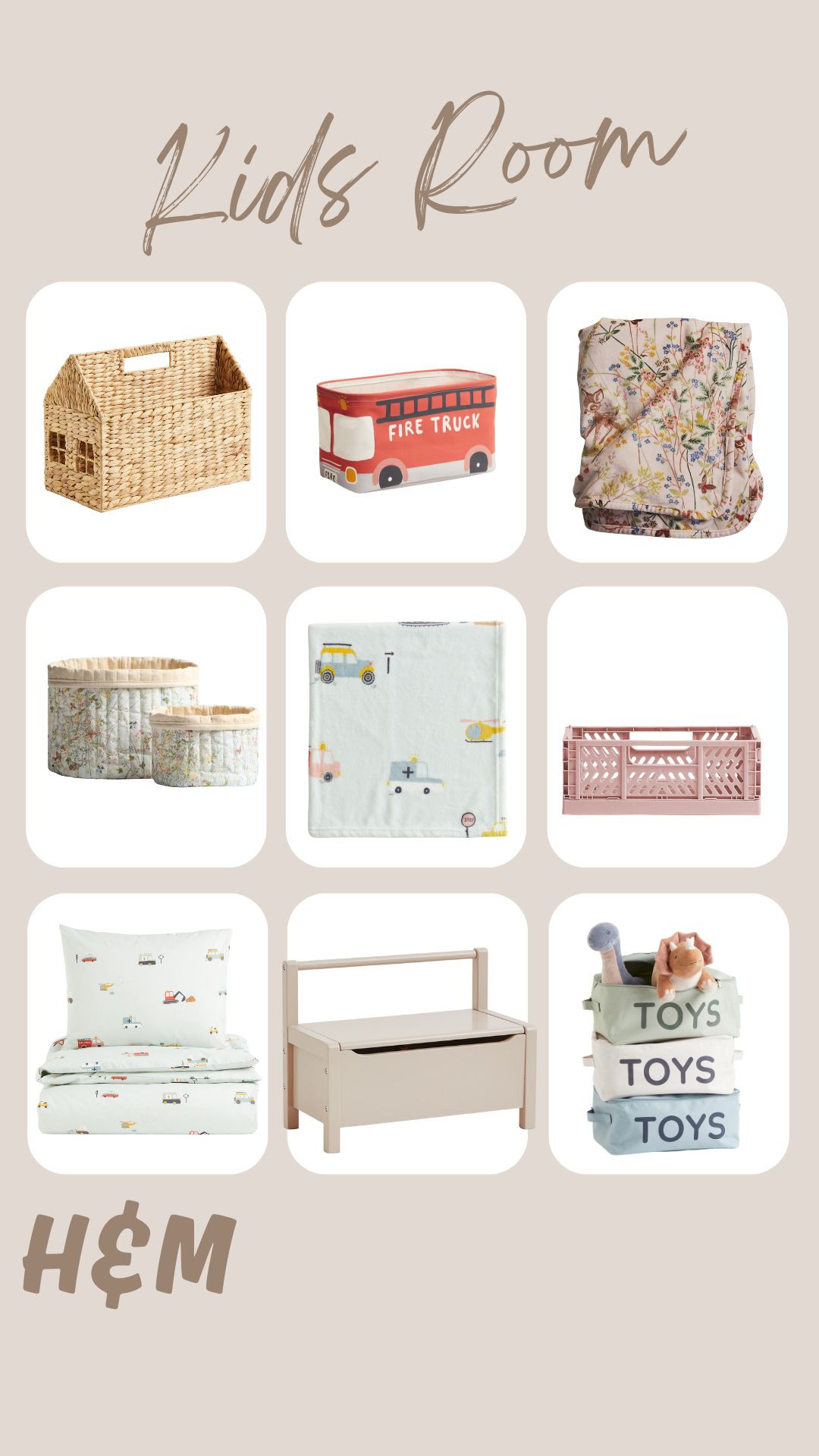 Kids room storage and organization at H&M. Boys and girls. Toddlers. Baby. Bedding. Blanket. Baskets.  

 #LTKmomlife #LTKHome #LTKKids
