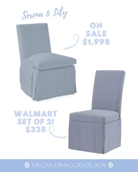 I feel like I’ve been searching for affordable navy & white ticking striped parsons dining chairs FOREVER!! Finally found this set of 2 🙌🏻 for just $335 at Walmart!! This is an amazing way to get a custom look but for thousands less compared to Serena & Lily’s Belvedere dining chair! 🤍

#LTKhome #LTKsalealert #LTKfamily