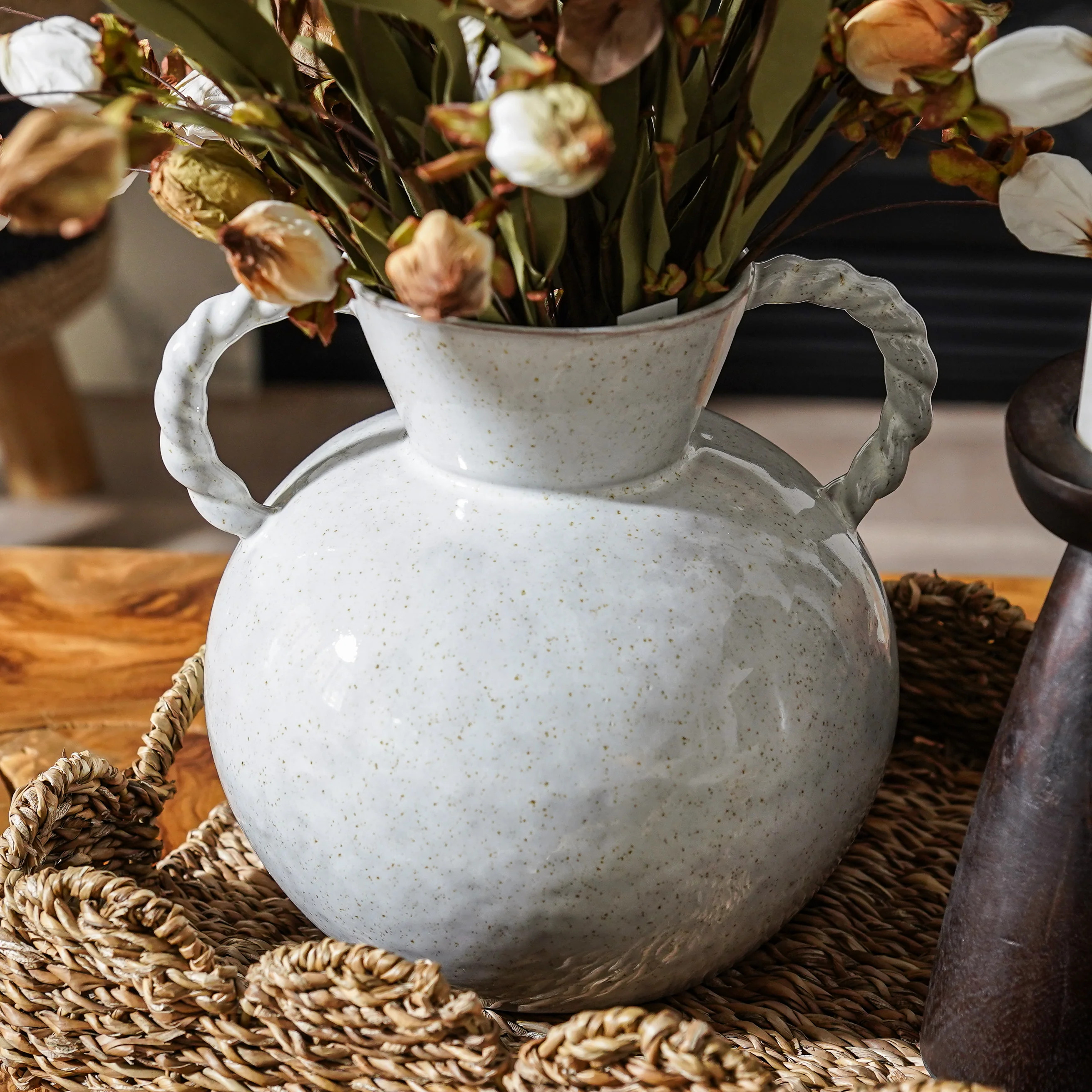 Twisted Handle Stoneware Vase | MJHome