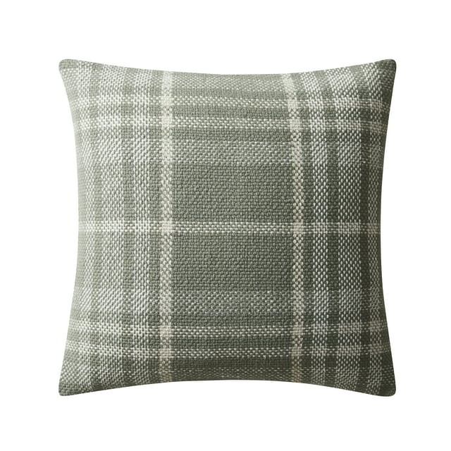 My Texas House 20" x 20" Aurelia Dried Sage Plaid Cotton Decorative Pillow Cover - Walmart.com | Walmart (US)