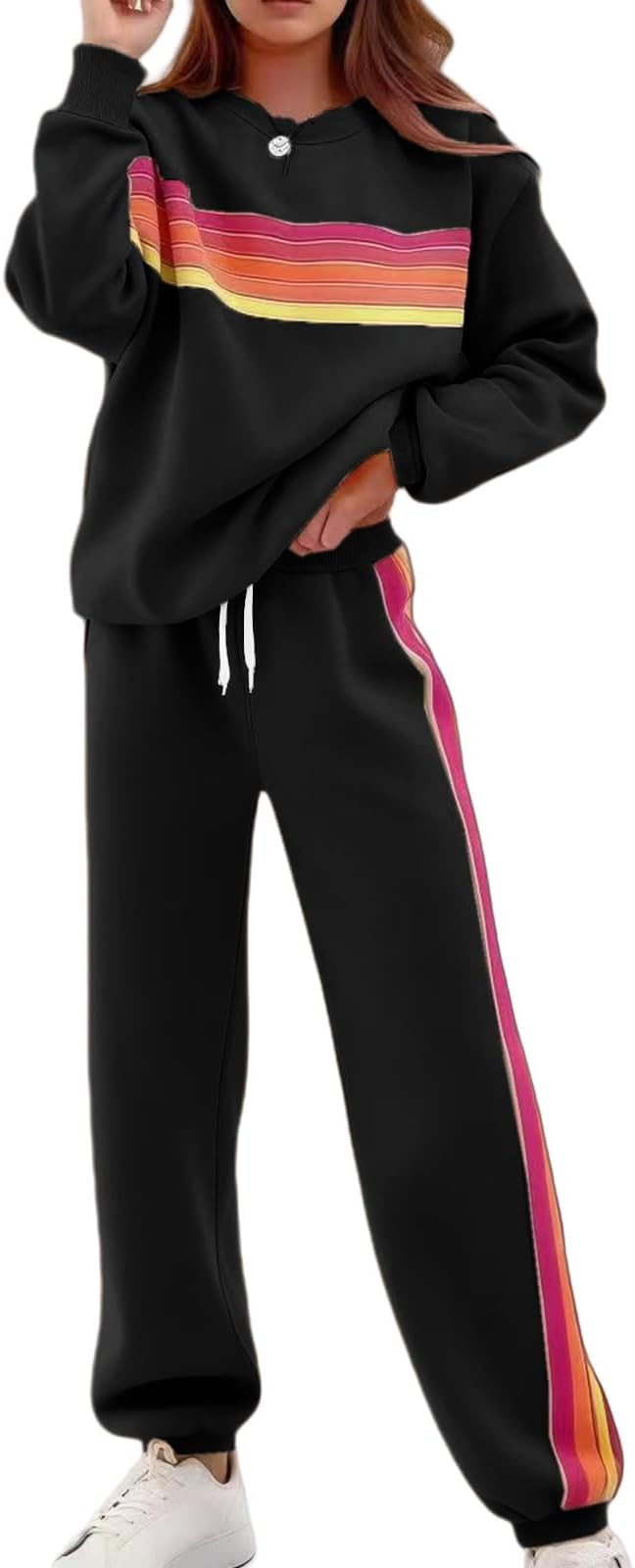 2 Piece Lounge Sets for Women Summer Rainbow Striped Tops Casual Shorts Color Blocked Suit Sweats... | Amazon (US)