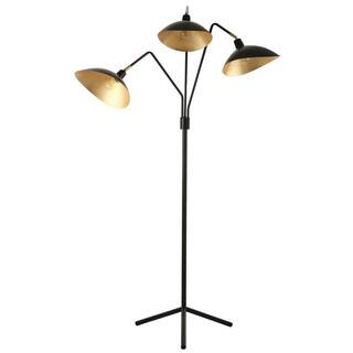 Iris 69.5 in. Black Floor Lamp with Interior Gold Accent Shade | The Home Depot