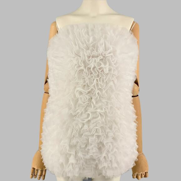 EMILIO PUCCI x TOMO KOIZUMI Size 2 White Ruffled Polyester Blend Tulle Playsuit | Poshmark