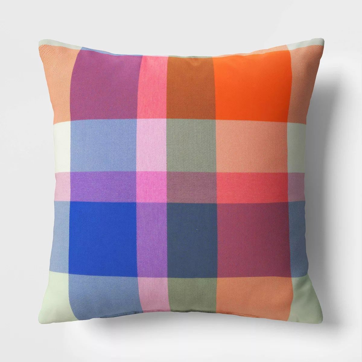 18"x18" Bold Plaid Square Outdoor Throw Pillow Multicolor - Threshold™ | Target