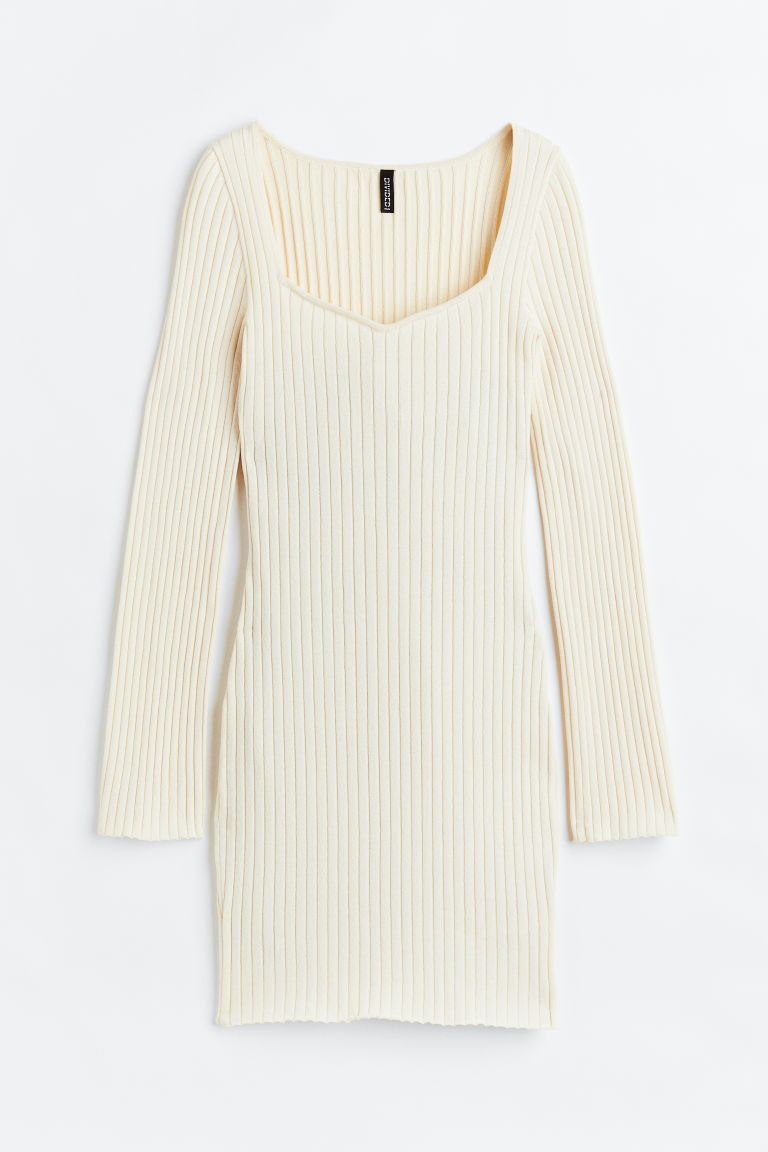 H & M - Rib-knit Bodycon Dress - White | H&M (US + CA)