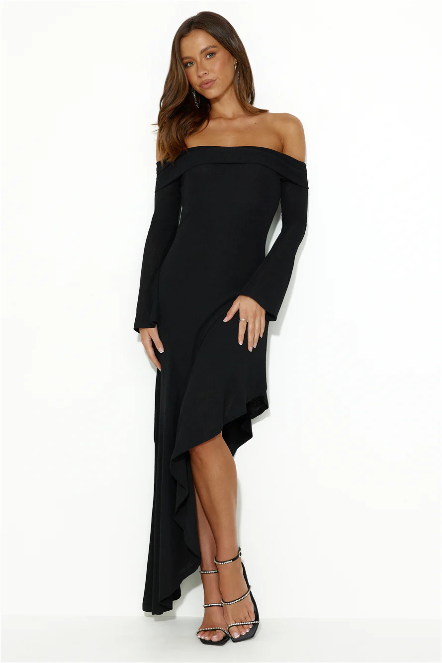 She's All Class Off Shoulder Maxi Dress Black | Hello Molly (AU)