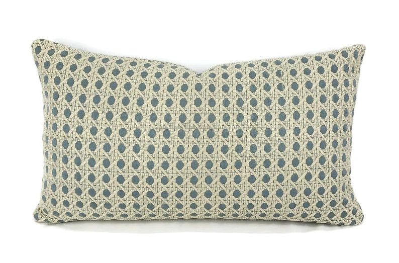 Brunschwig & Fils Baltic Blue Wicker Lumbar Pillow Cover | Etsy (Global)