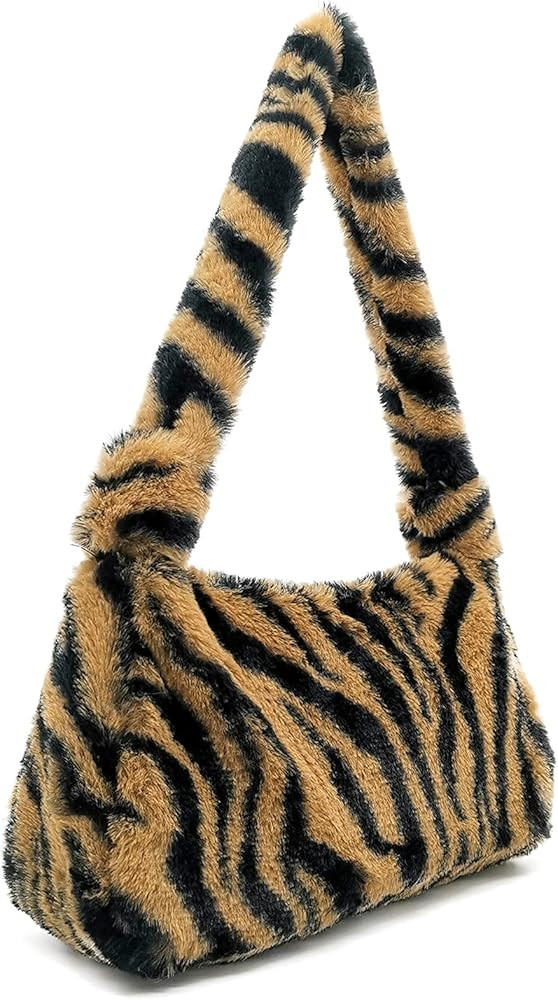 FHQHTH Fluffy Coin Purse for Women's with Zipper, Faux Fur Handbags Fuzzy Evening Bags Cosmetic B... | Amazon (US)