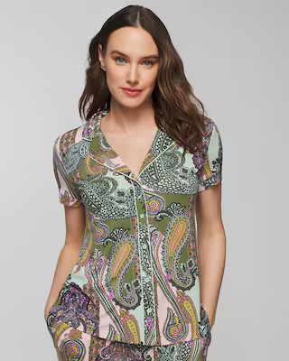 Printed Short-Sleeve Notch Collar | SOMA