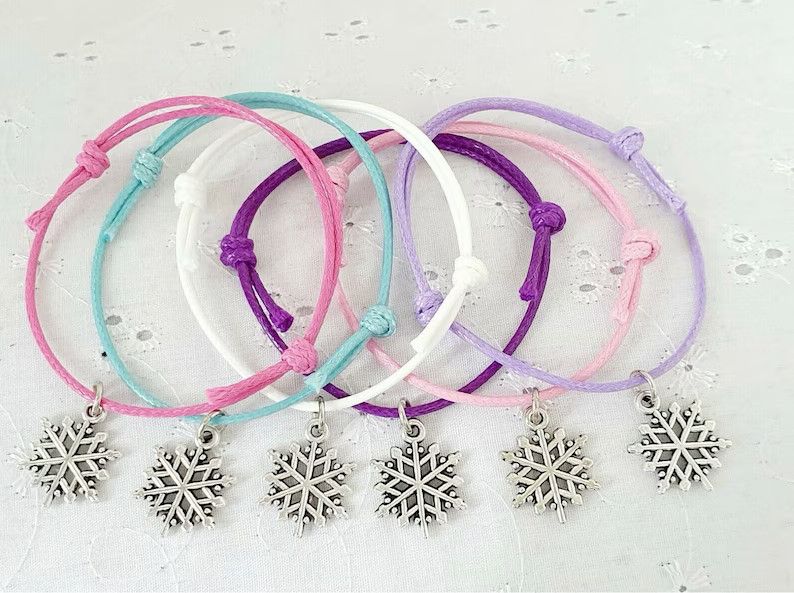 6 Frozen Theme Snowflake Adjustable Friendship Wish Bracelets - Etsy UK | Etsy (UK)