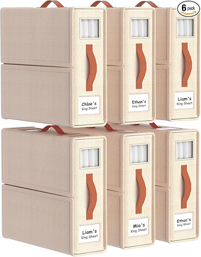 6 Pack Bed Sheet Organizers and Storage(King &Queen Size) with an Elastic Strap, Foldable Closet ... | Amazon (US)