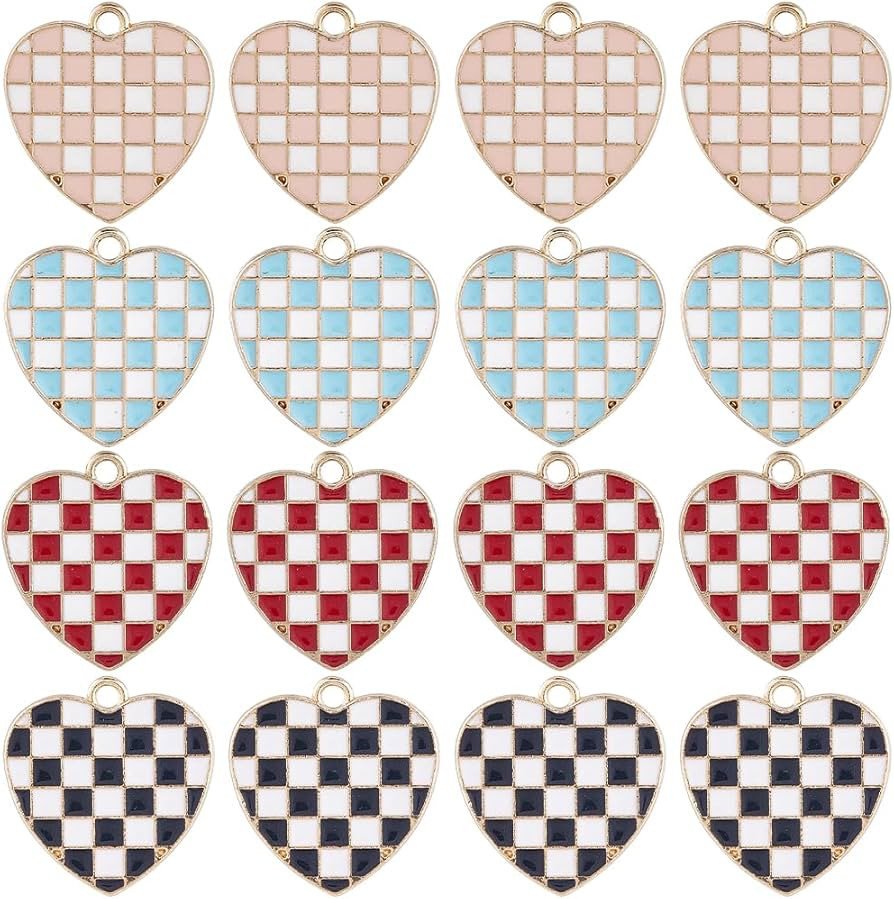 SUNNYCLUE 40Pcs 4 Colors Alloy Heart Charms Mini White Hearts Enamel Charm Bulk Love Red Pink Val... | Amazon (US)