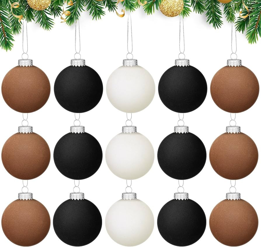 Velvet Christmas Ball Bulk Flocked Christmas Tree Ball Ornament 2.36 Inch Shatterproof Plastic Ne... | Amazon (US)