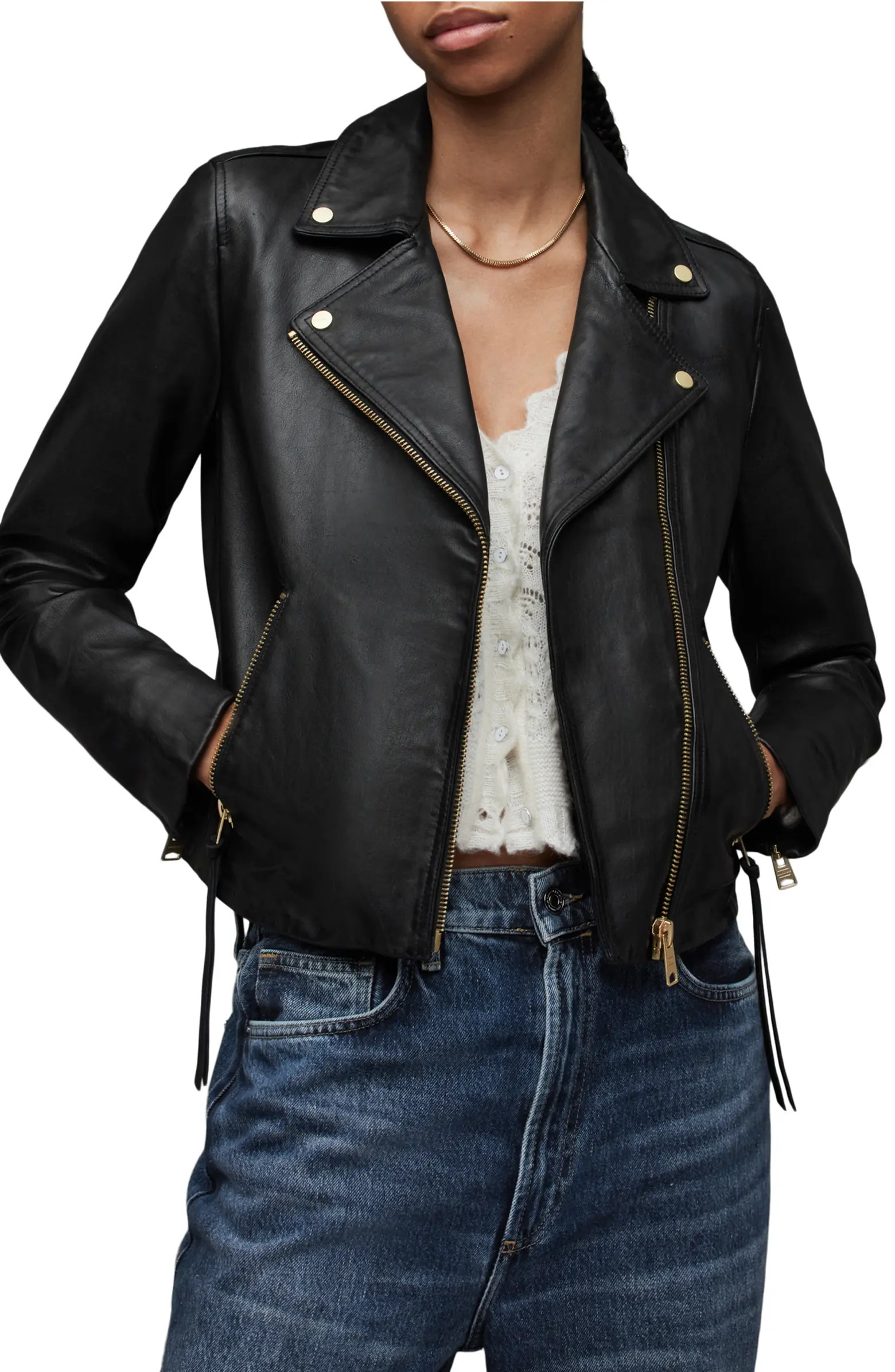 AllSaints Dalby Leather Biker Jacket | Nordstrom | Nordstrom