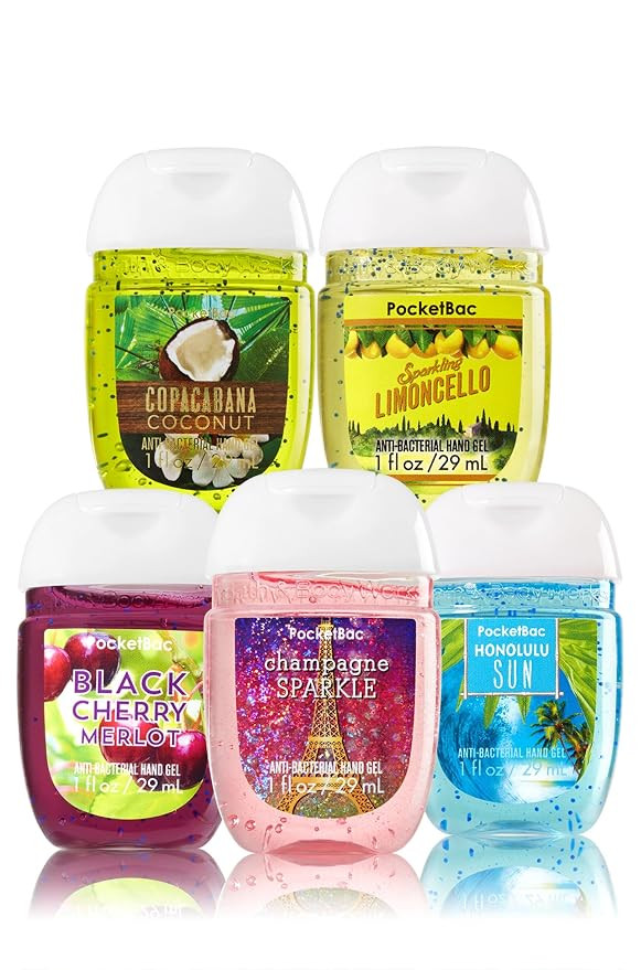 Bath and Body Works Anti-Bacterial Hand Gel 5-Pack PocketBac Sanitizers, Assorted Scents, 1 fl oz ea | Amazon (US)