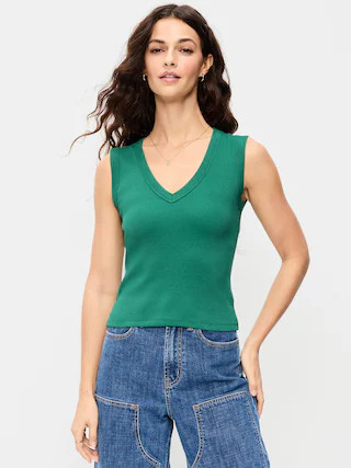 Snug Crop V-Neck Tank Top | Old Navy (US)