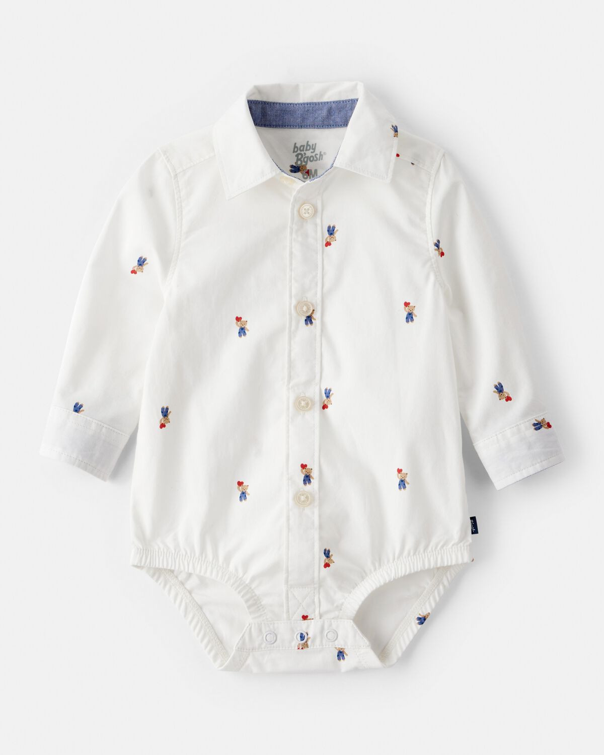Baby Boy Bear Print Long-Sleeve Button-Down Bodysuit - White | Carter's Inc