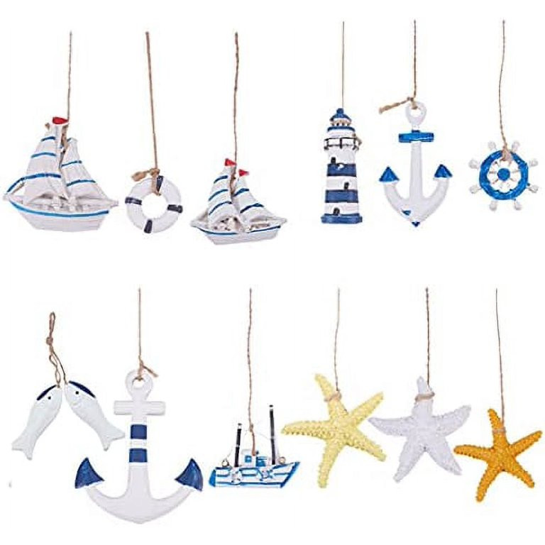 Nautical Hanging Decoration 12pcs Beach Wall Ornament Ocean Starfish Wall Hanging Boat Marine Hel... | Walmart (US)