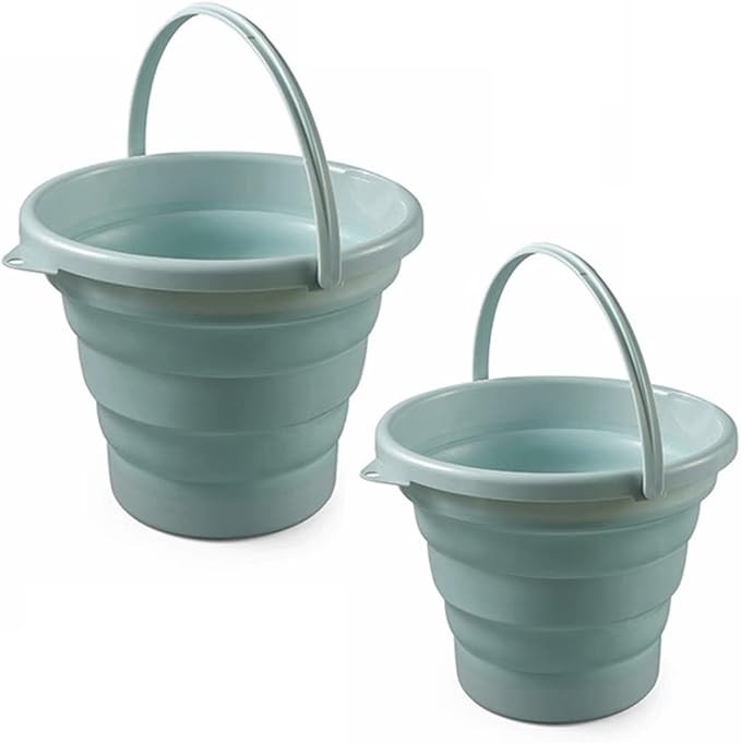 2 Packs Collapsible Plastic Bucket with Handle, Portable Cleaning Bucket Foldable Water Tub for C... | Amazon (US)
