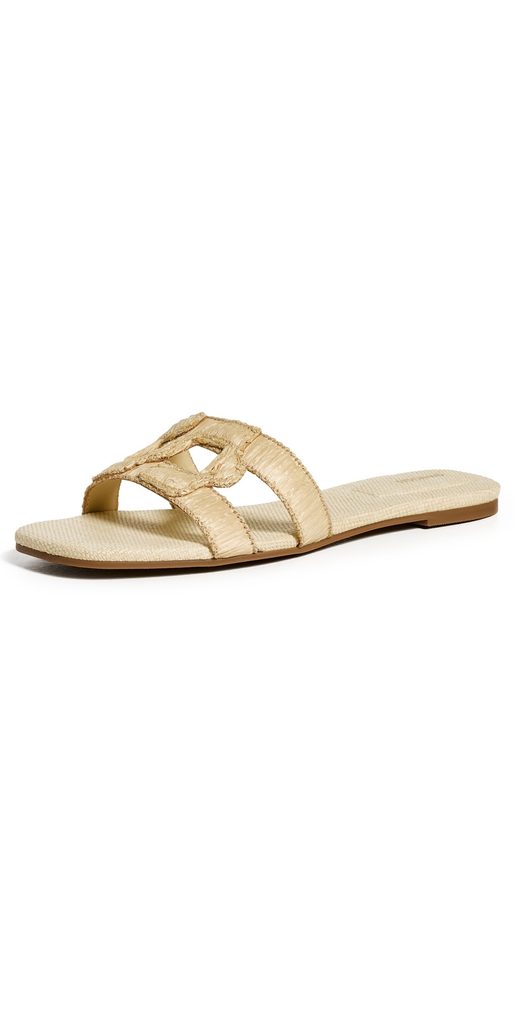 SIMKHAI Simkhai Monogram Raffia Flat Slides Natural 41 | Shopbop