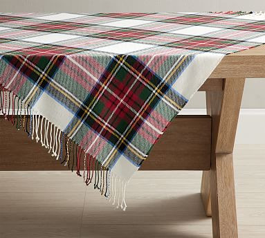 Stewart Plaid Acrylic Tassel Table Throw | Pottery Barn (US)