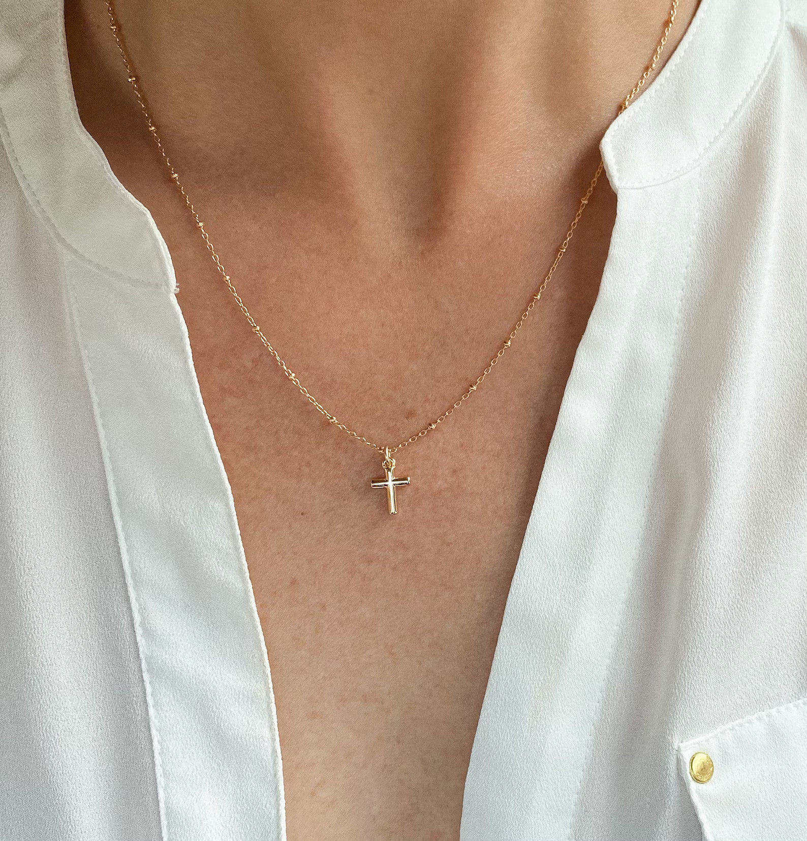 Cross Necklace, Gold Filled Cross Necklace, Gold Cross Necklace, Dainty Jewelry, Gifts for Her, R... | Etsy (US)