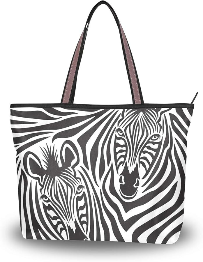 Large Handbag Animal Print Zebra Couple Shoulder Bag Tote Beach Bags for Women | Amazon (US)