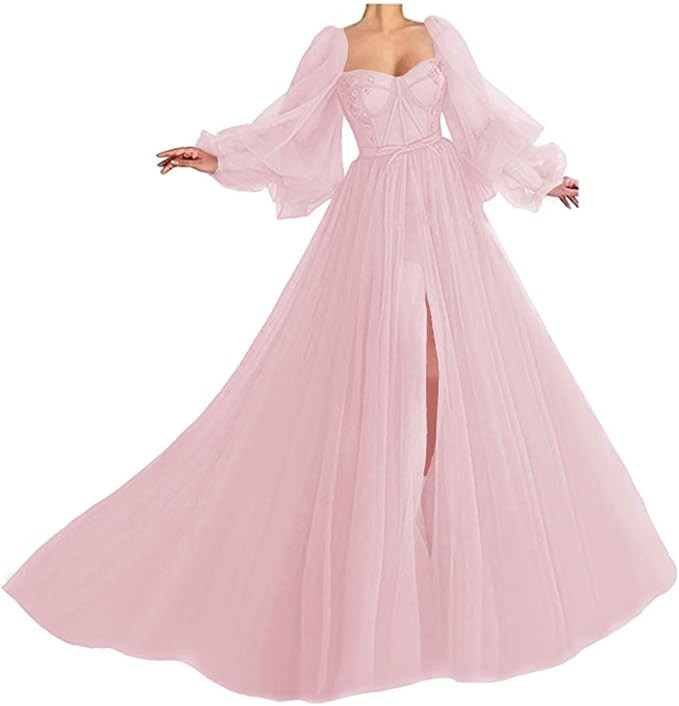 Loyeloy Women's Puffy Sleeve Prom Dresses Sweetheart Tulle Ball Gown Aline Formal Evening Gowns w... | Amazon (US)