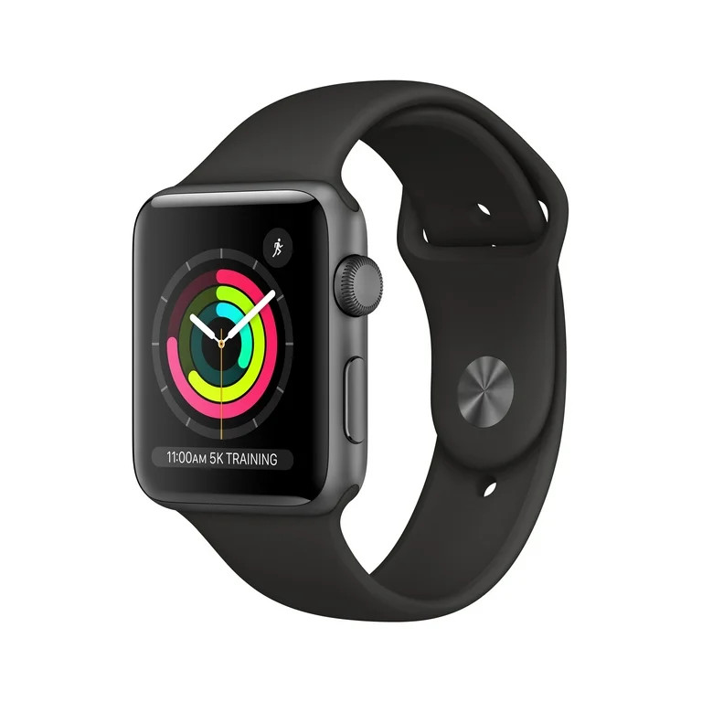 Apple Watch Series 3 GPS Space Gray - 42mm - Black Sport Band | Walmart (US)