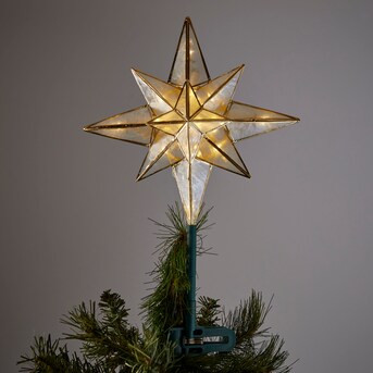 GE 10-in Star Off-white/gold White Christmas Tree Topper | Lowe's