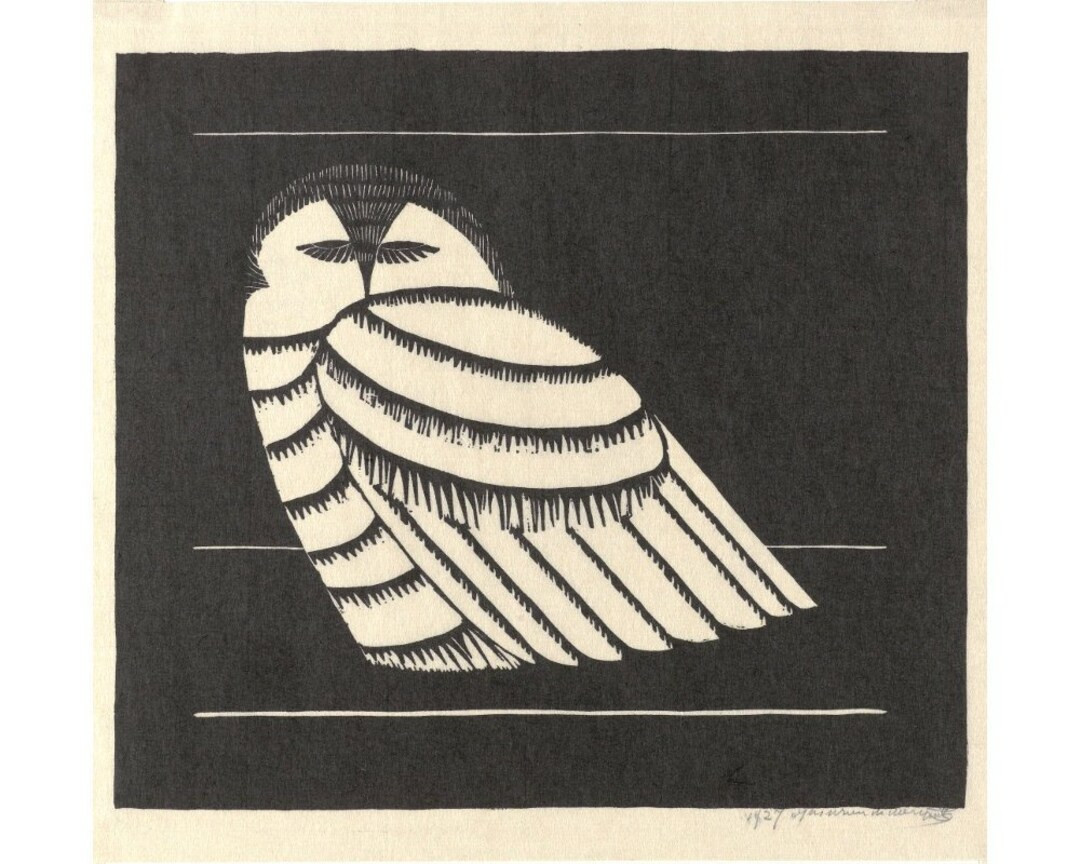 Snowy Owl Art Print, Vintage Owl Wall Art, Black and White Woodcut, Antique Animal Block Print, O... | Etsy (US)