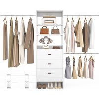 96'' Closet Organizer System with 3 Hanging Rods, 8FT Closet Organizers and Storage with 3 Wooden Drawers, Built in Closet Organ | AliExpress (US)