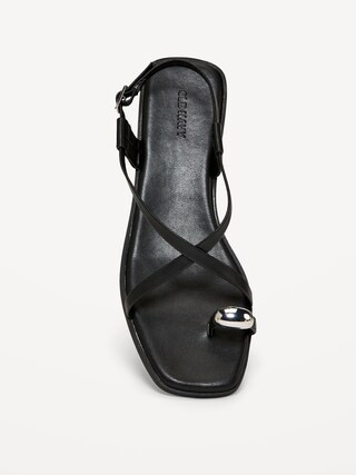 Faux Leather Strappy Toe Ring Sandals | Old Navy (US)