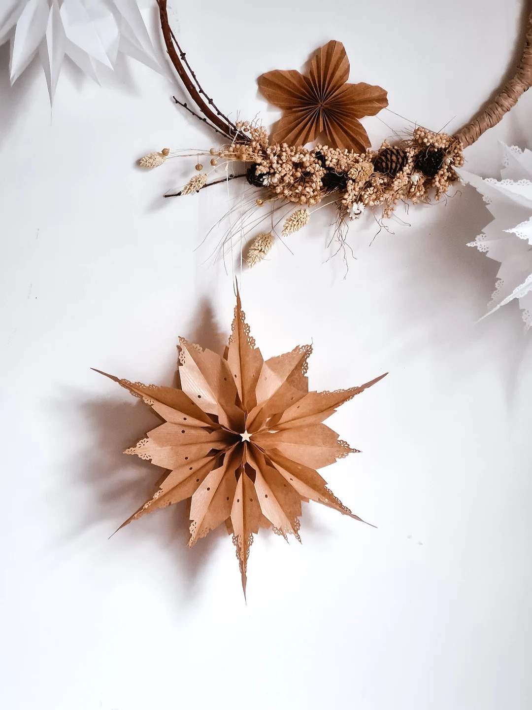 Adorno de Navidad de papel grande estilo bohemio para colgar en la ventana, con estrellita de mad... | Etsy (US)