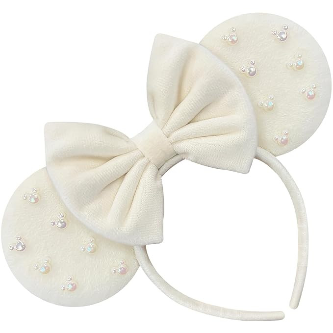 Trnerm Large Fuzzy Beige Headbands for Women and Adults - Birthday Headband with Plush Ears for P... | Amazon (US)