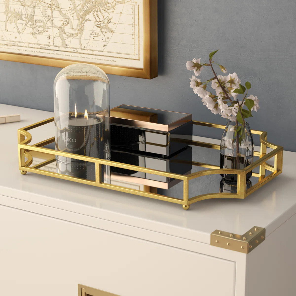 Brionna Mirrored Glass Tray | Wayfair North America