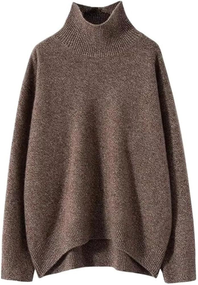 Women's Cashmere Turtleneck Sweater Loose Fit Knit Pullover for Autumn and Winter Warm Layering Office Wear | Amazon (US)