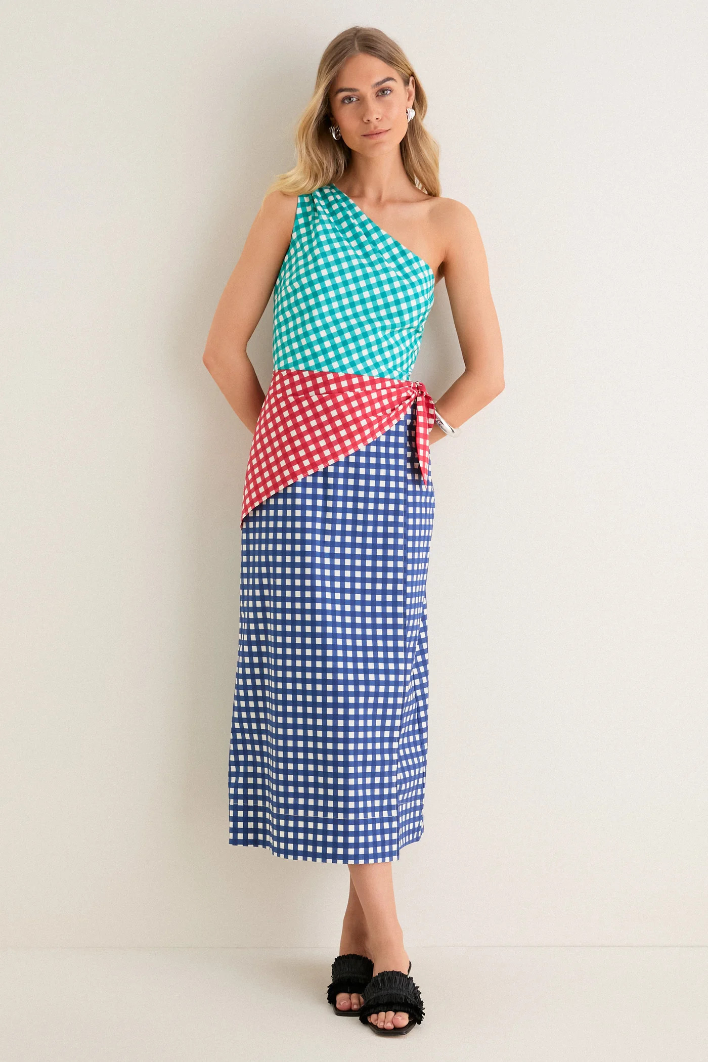 Teal Gingham Multi Belem Poplin Midi Dress | Tuckernuck (US)