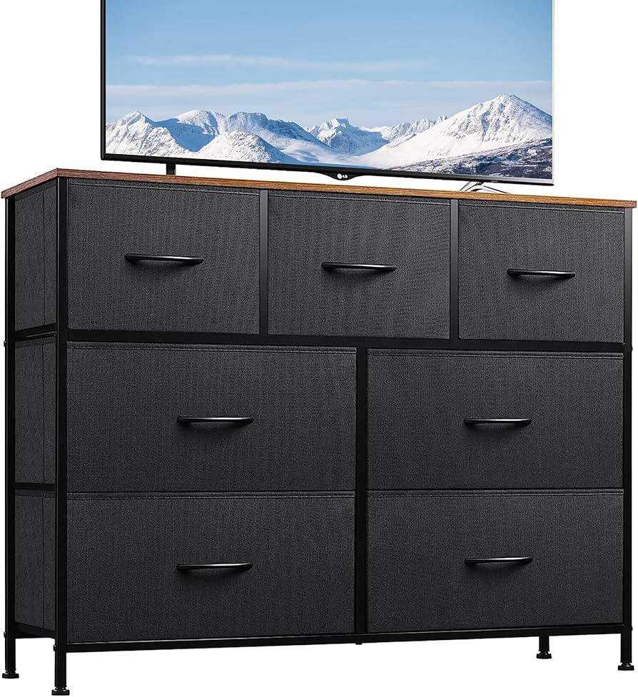 WLIVE Dresser TV Stand, Entertainment Center with Fabric Drawers, Media Console Table with Metal ... | Amazon (US)
