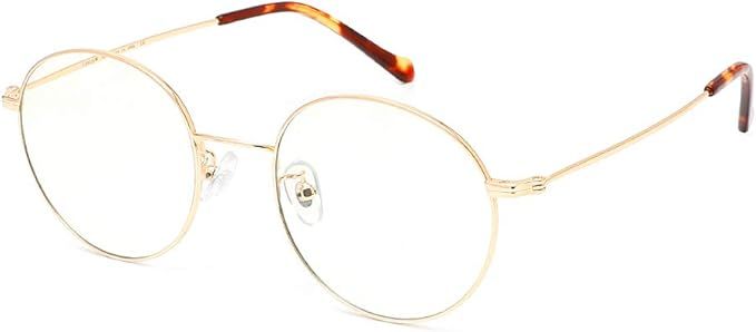 Cyxus Vintage Round Metal Eyeglasses Non-Prescription Eyewear Frame for Women Men | Amazon (US)