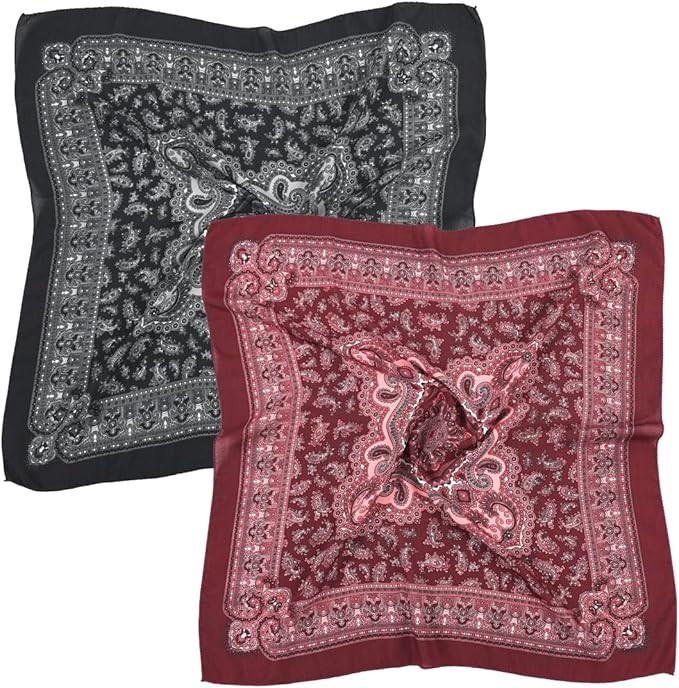 K-Elewon 27.5” Women Medium Square Scarf Head Scarf- 2PCS Neck Scarf Hair Scarf Head Sleeping W... | Amazon (US)